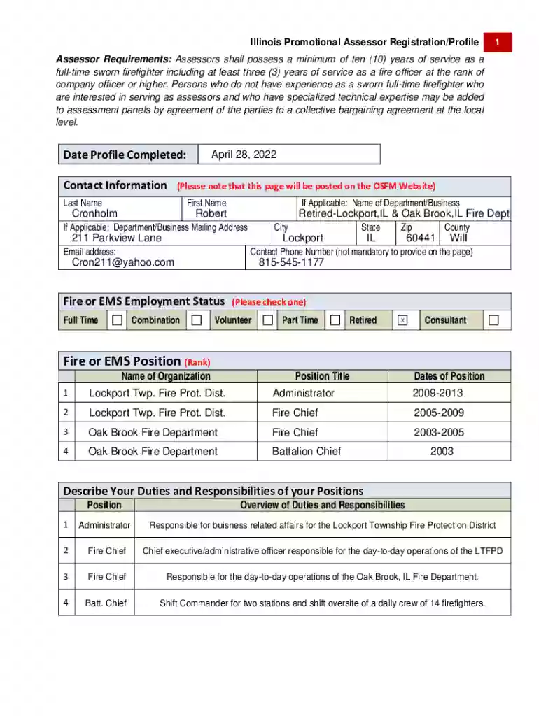 Fillable Online www2 illinois Certified Assessor Preview on Page 1