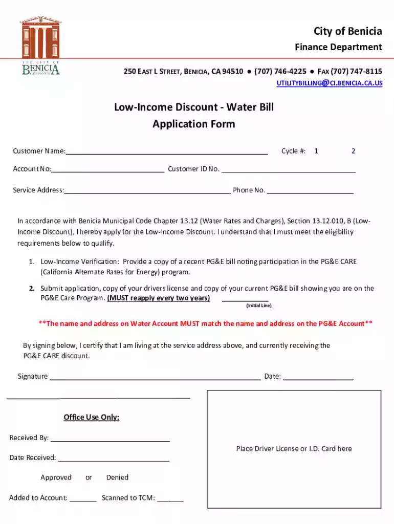low income discount application Preview on Page 1