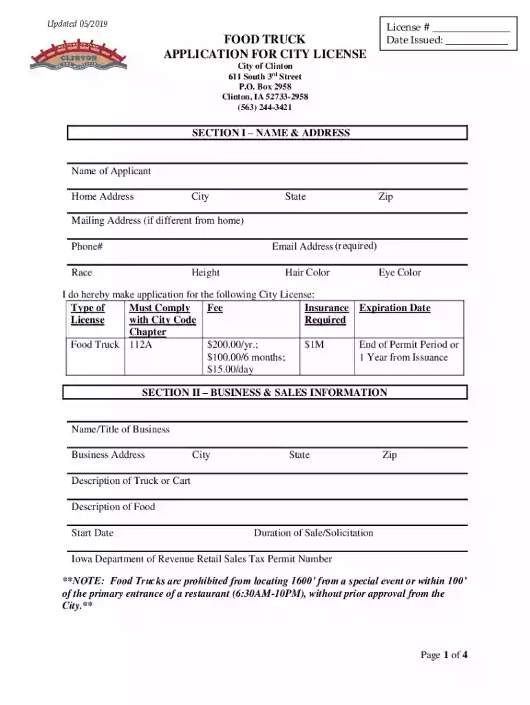 Food Truck Vendor Application Contact Phone: Contact Email: Preview on Page 1