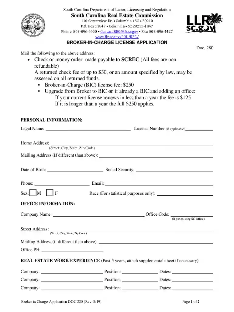 sc broker in charge license Preview on Page 1