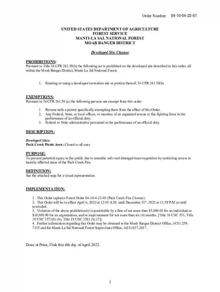 manti la sal forest plan Preview on Page 1