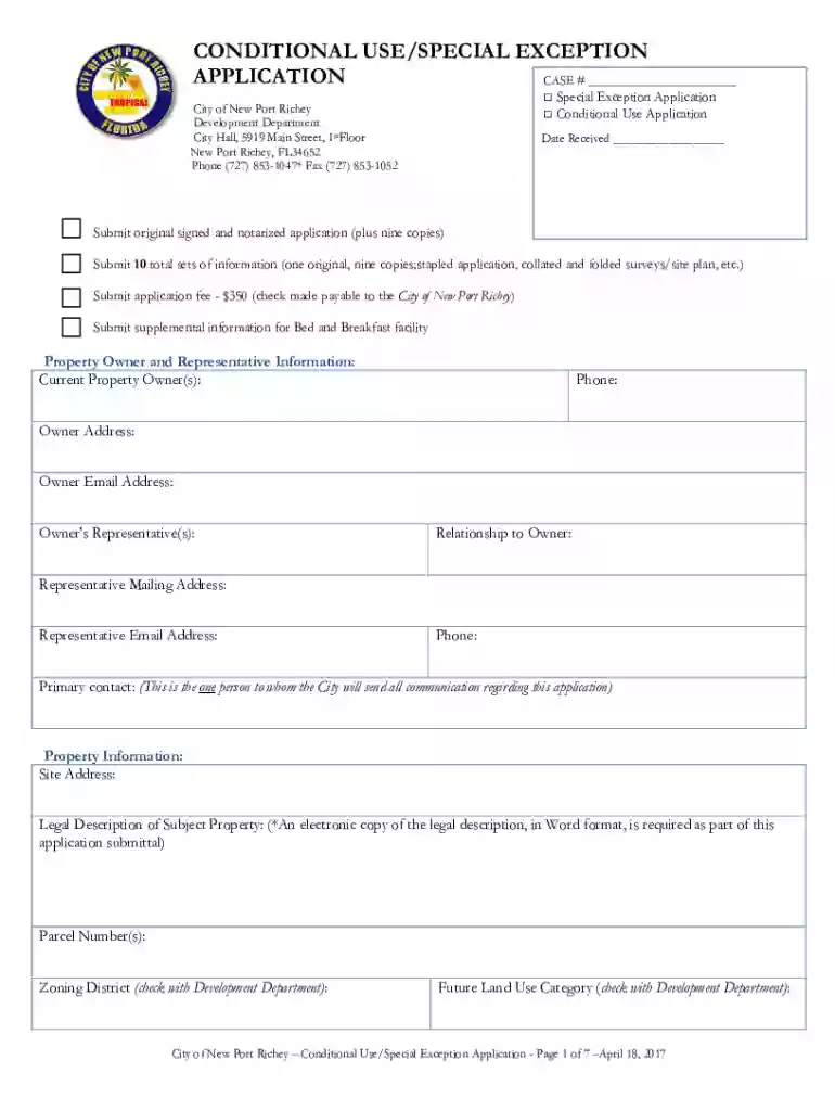 Conditional Use - Special Exception Application Form ... Preview on Page 1