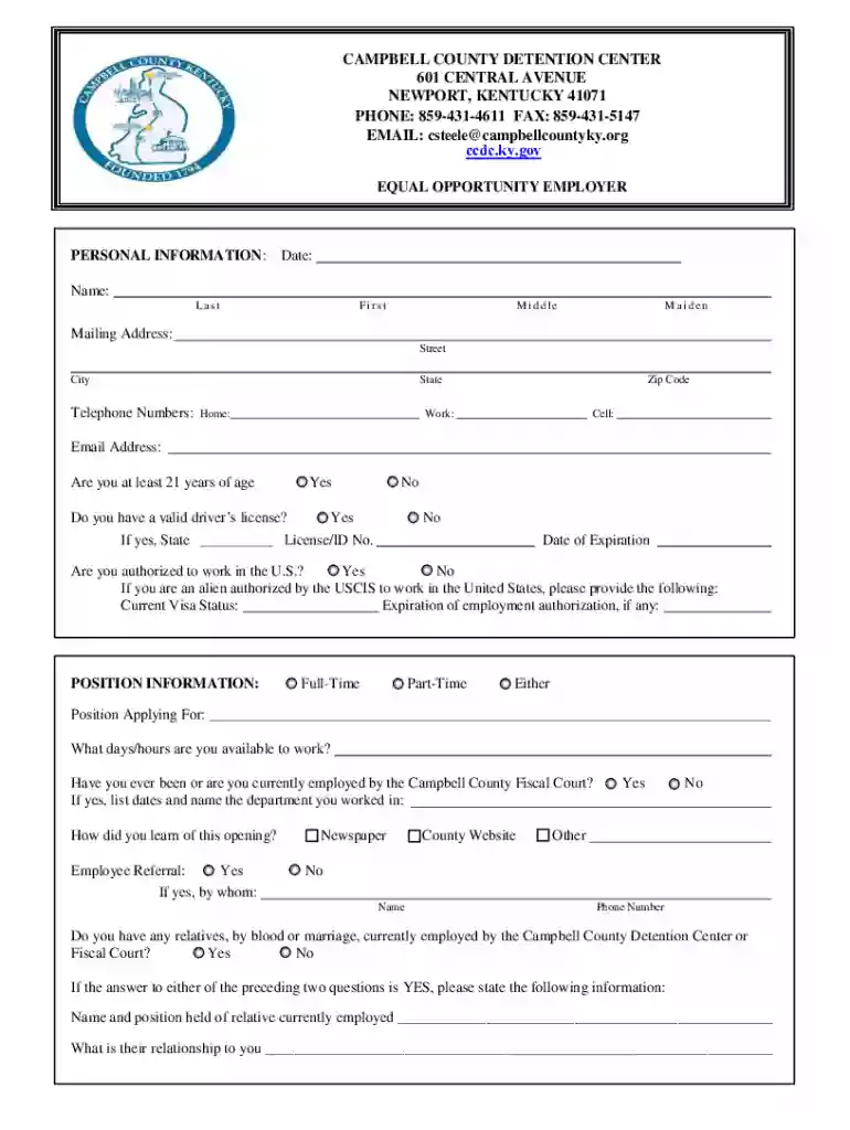 ccdc ky info DocumentsCAMPBELL COUNTY DETENTION CENTER 601 CENTRAL AVENUE NEWPORT Preview on Page 1