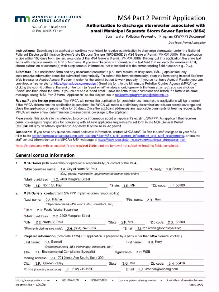 MS4 PART II APPLICATION REQUIREMENTS - Minnesota Preview on Page 1
