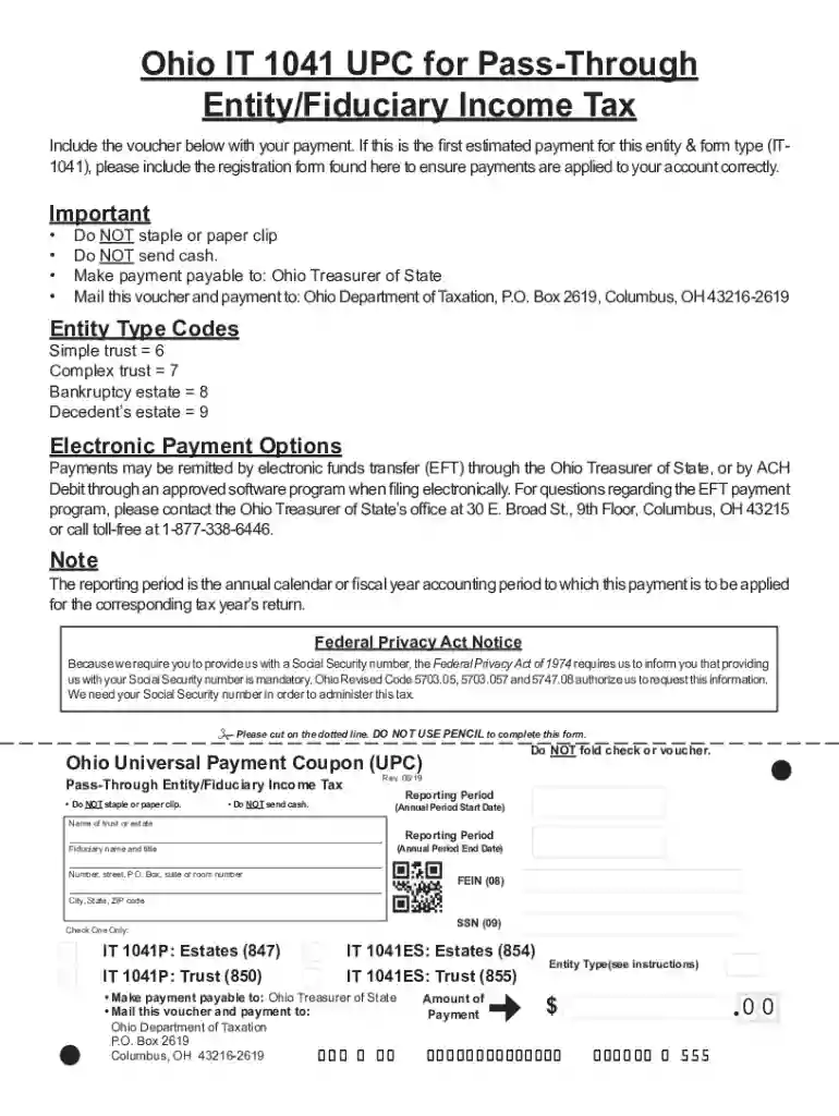 Ohio IT 1041 UPC Voucher Preview on Page 1