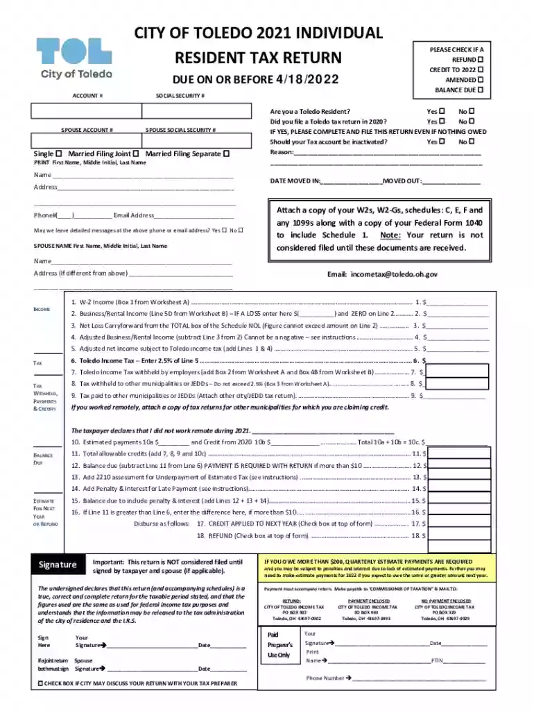 toledo tax connect Preview on Page 1