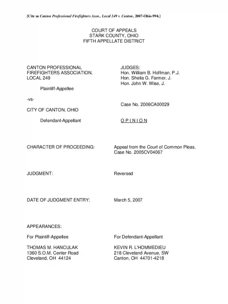Canton Profess Fire Assn v Canton, Unpublished Decision Preview on Page 1