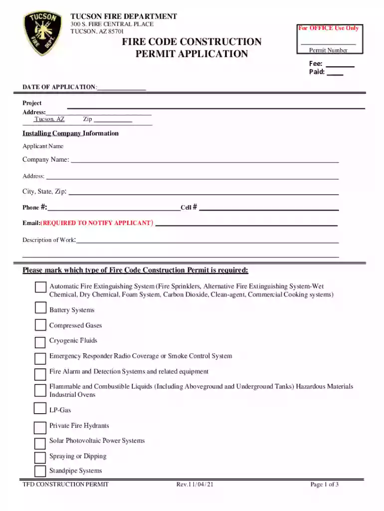 permit application city tucson Preview on Page 1