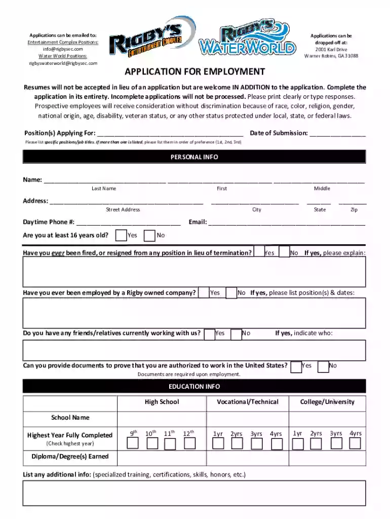 rigbys application Preview on Page 1