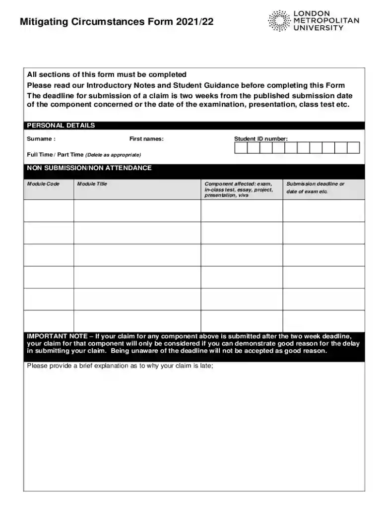 mitigating circumstances london met Preview on Page 1