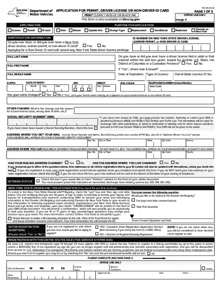 mv 44 form Preview on Page 1