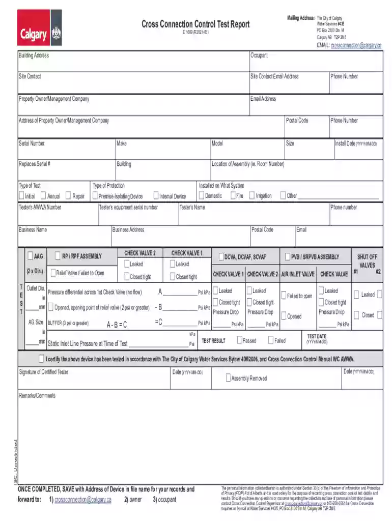 cross connection control report Preview on Page 1