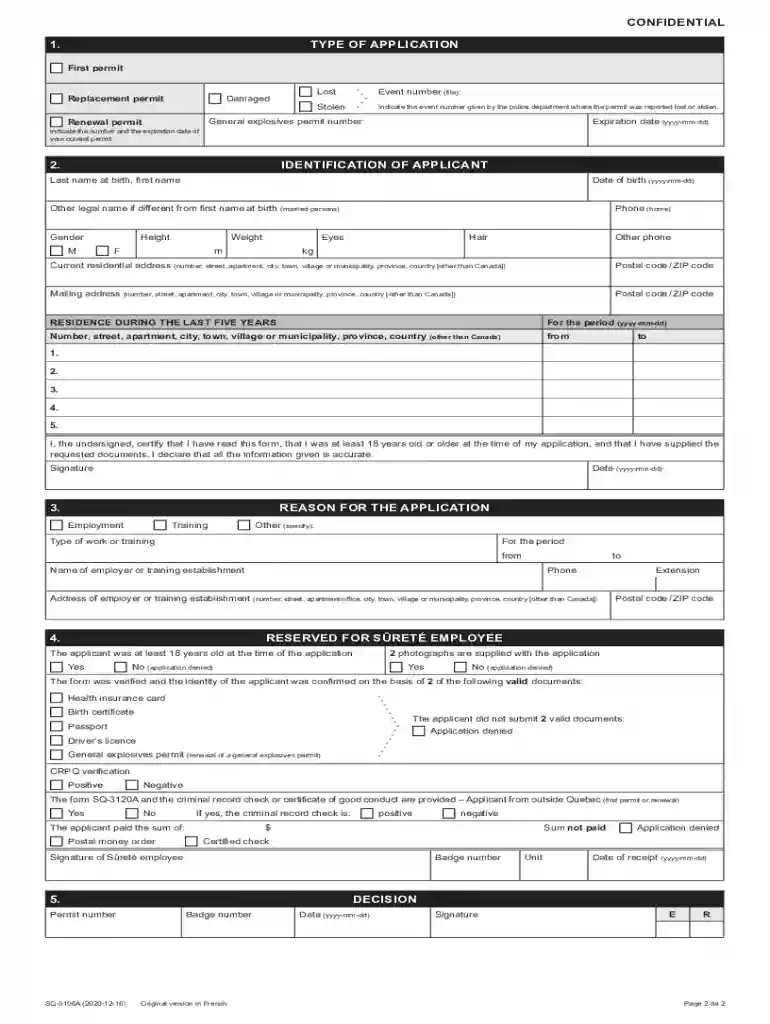 Application for a general explosives permit Individual Preview on Page 1