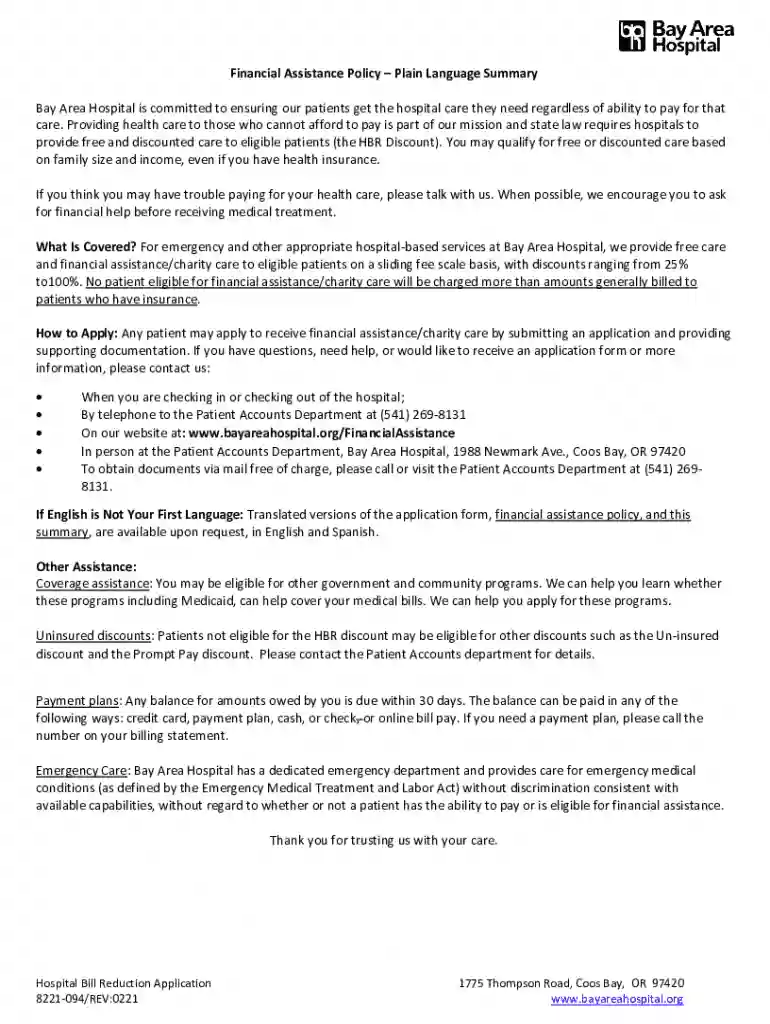 oregon bay area hospital Preview on Page 1
