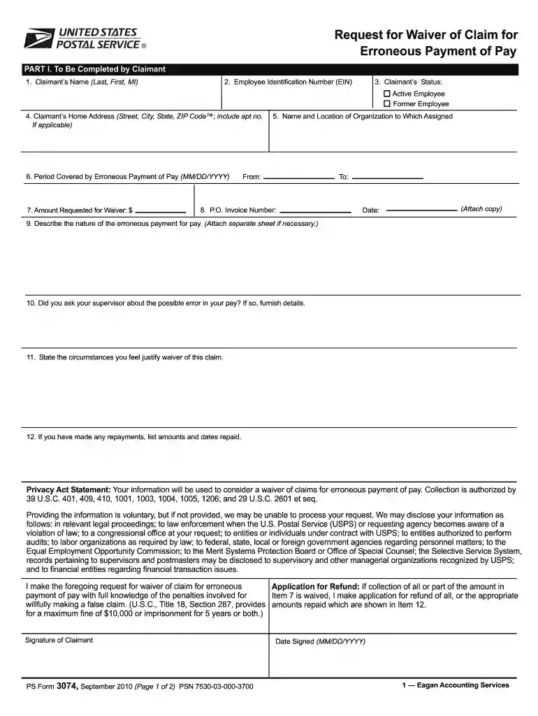 ps form 3074 Preview on Page 1