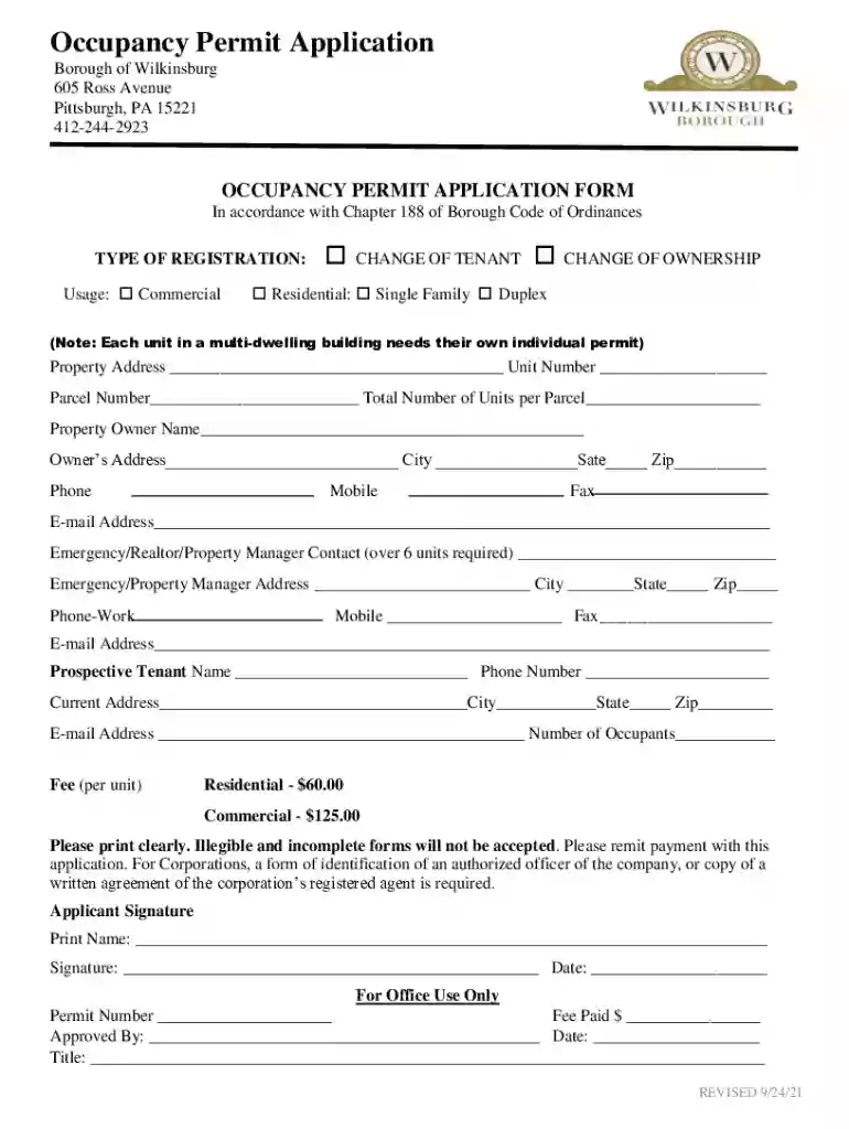 wilkinsburg occupancy permit Preview on Page 1