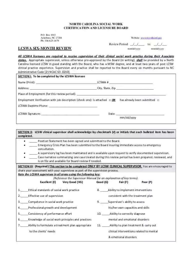 six month lcswa review Preview on Page 1