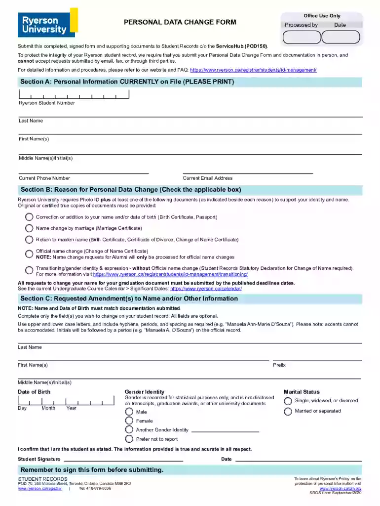 Forms and Documents - Registrar - Toronto Metropolitan University Preview on Page 1