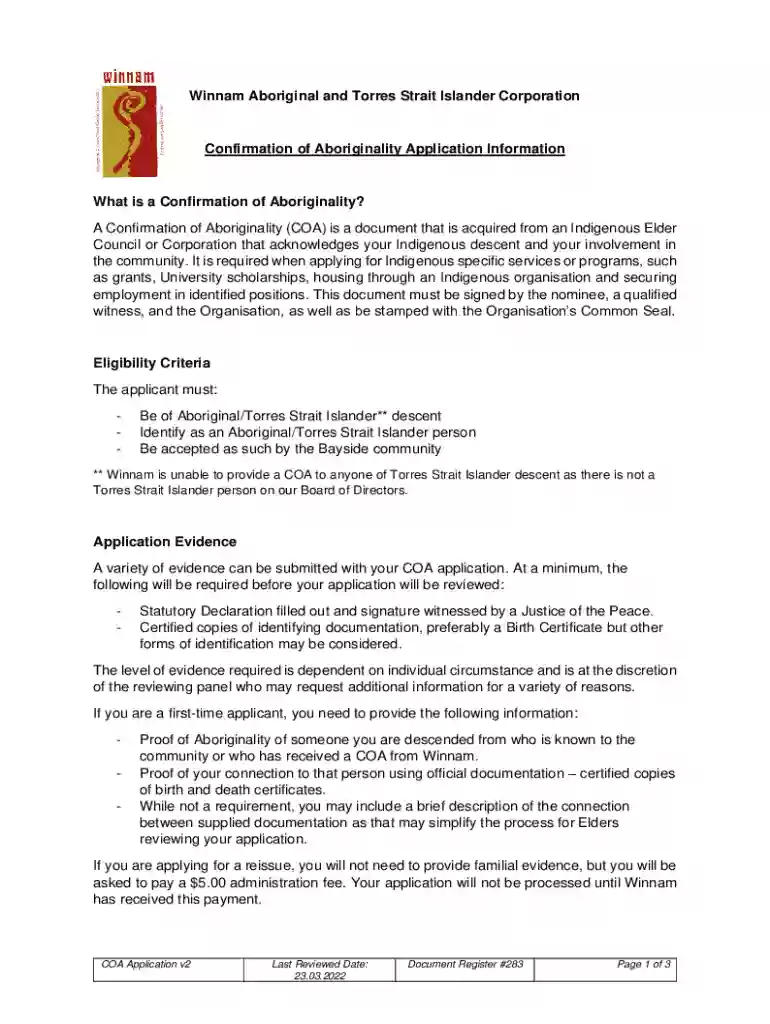 online confirmation of aboriginality Preview on Page 1
