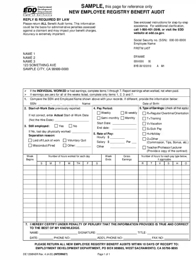 edd ca CompletingBenefitAuditFormsBenefit Audit Forms - Employment Development Department Preview on Page 1