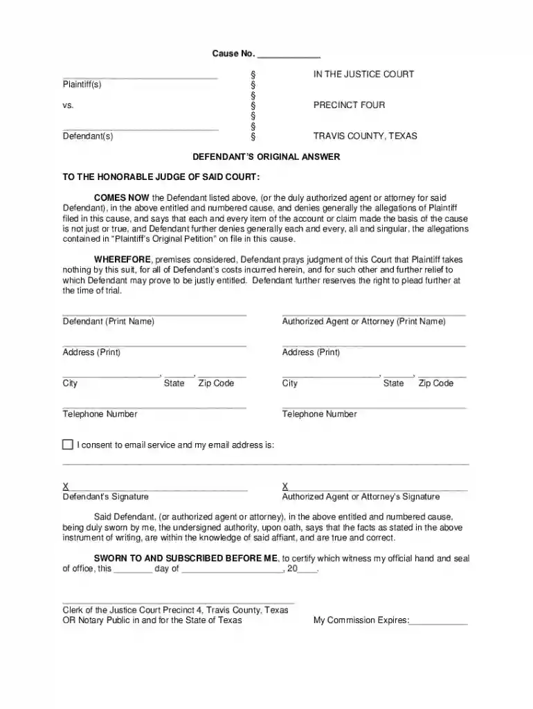 how to fill out a defendant answer form Preview on Page 1