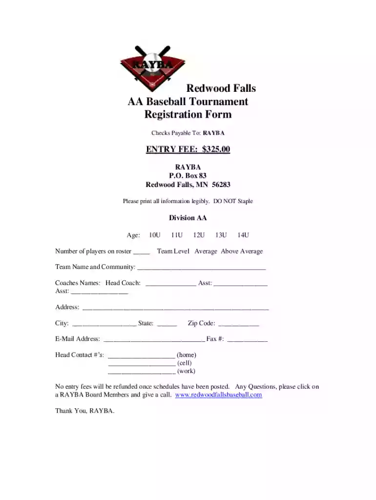 redwoodfallsbaseball wp-contentuploads10U AA Redwood Area Youth MSF Invitational Tournament June 9 Preview on Page 1