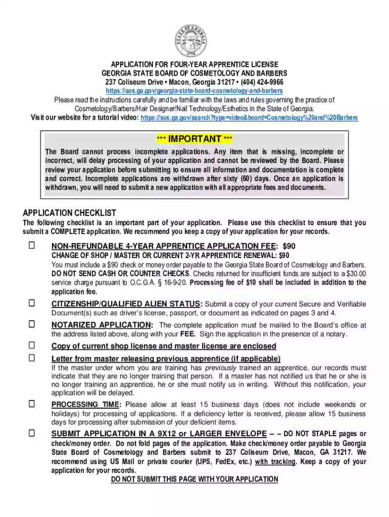 barber apprentice form Preview on Page 1