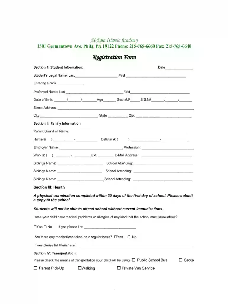 islamic academy registration Preview on Page 1