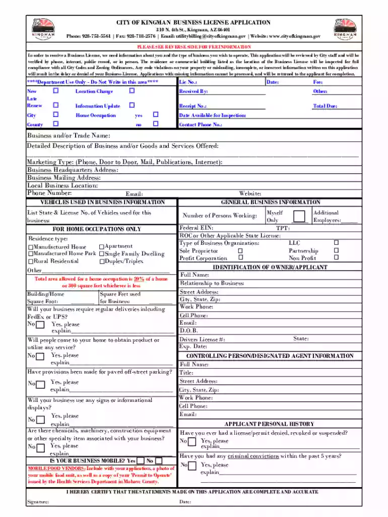 az business license application Preview on Page 1