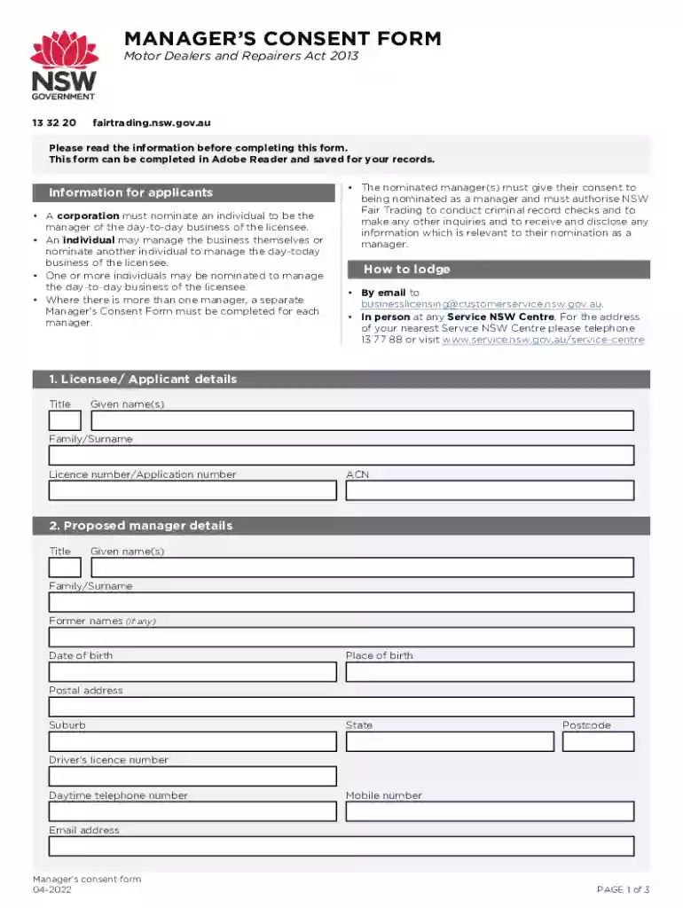 manager consent form Preview on Page 1