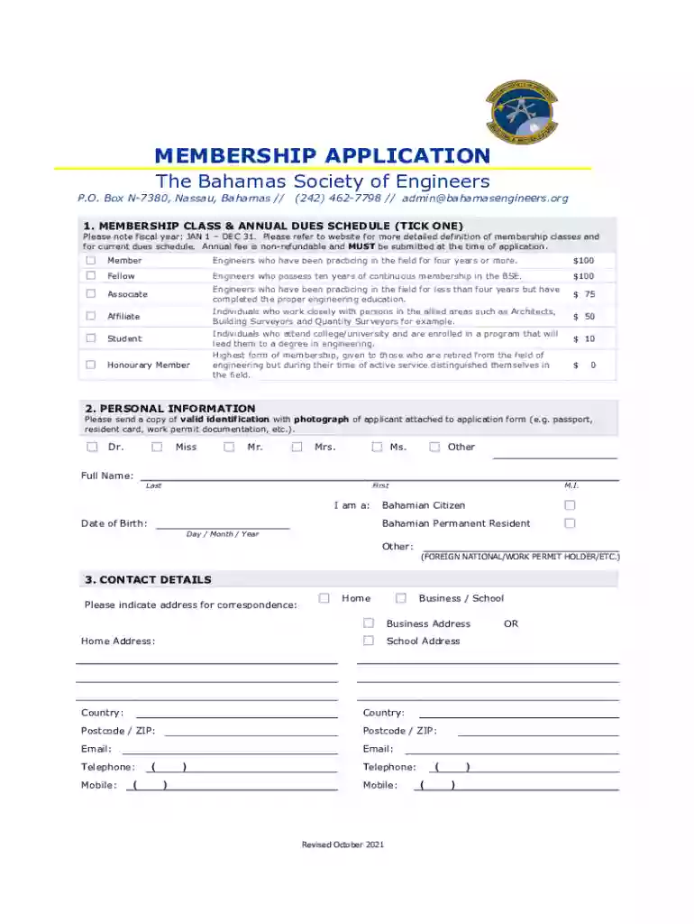 DocHub 241209718-BSE-New-MembershipBahamas Society Of Engineers - Fill Online, Printable Preview on Page 1