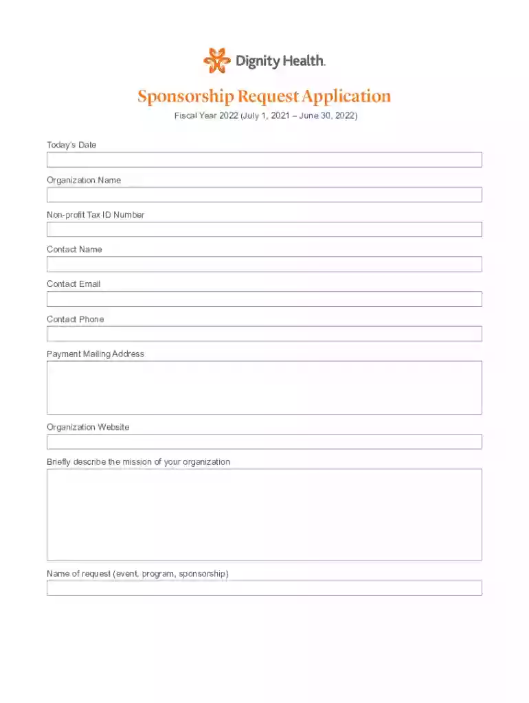 Sponsorship Request Application Preview on Page 1