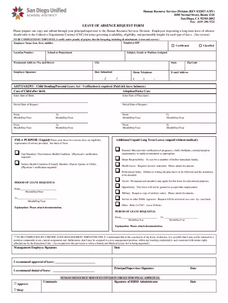 california leave absence request form Preview on Page 1