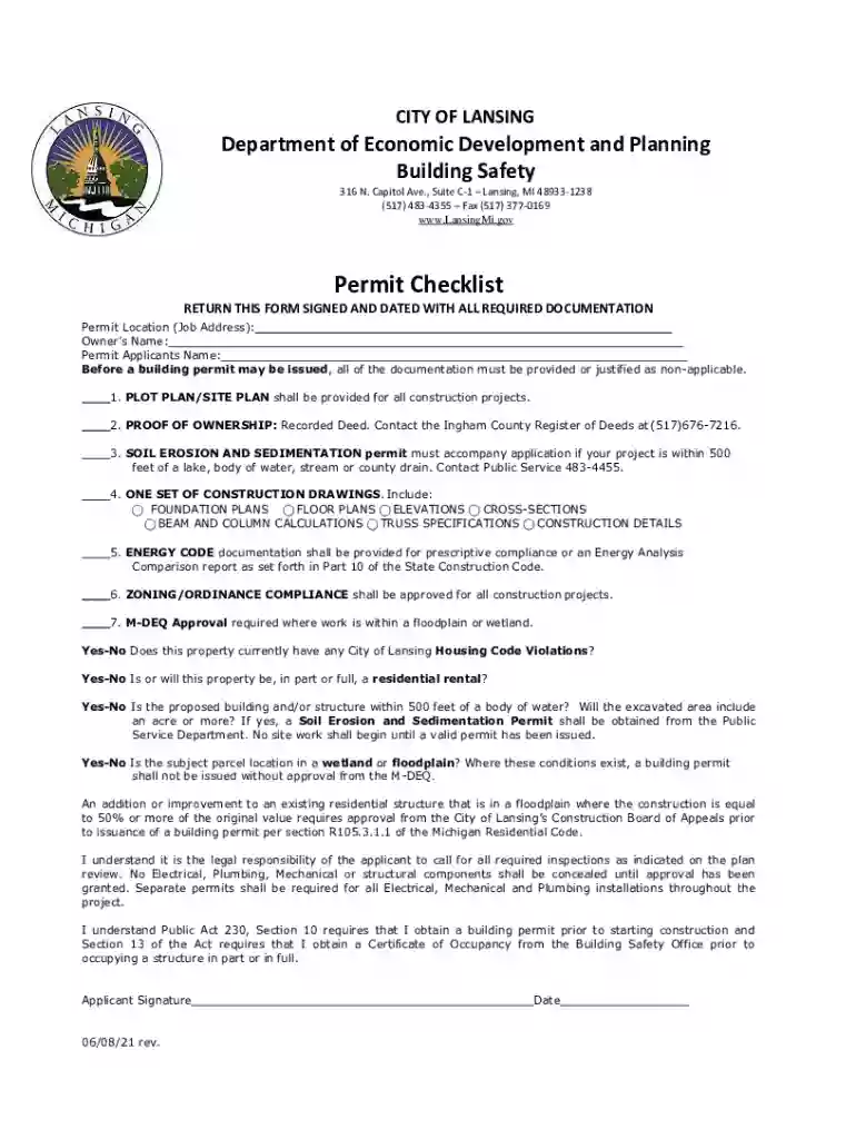 michigan city building permit Preview on Page 1