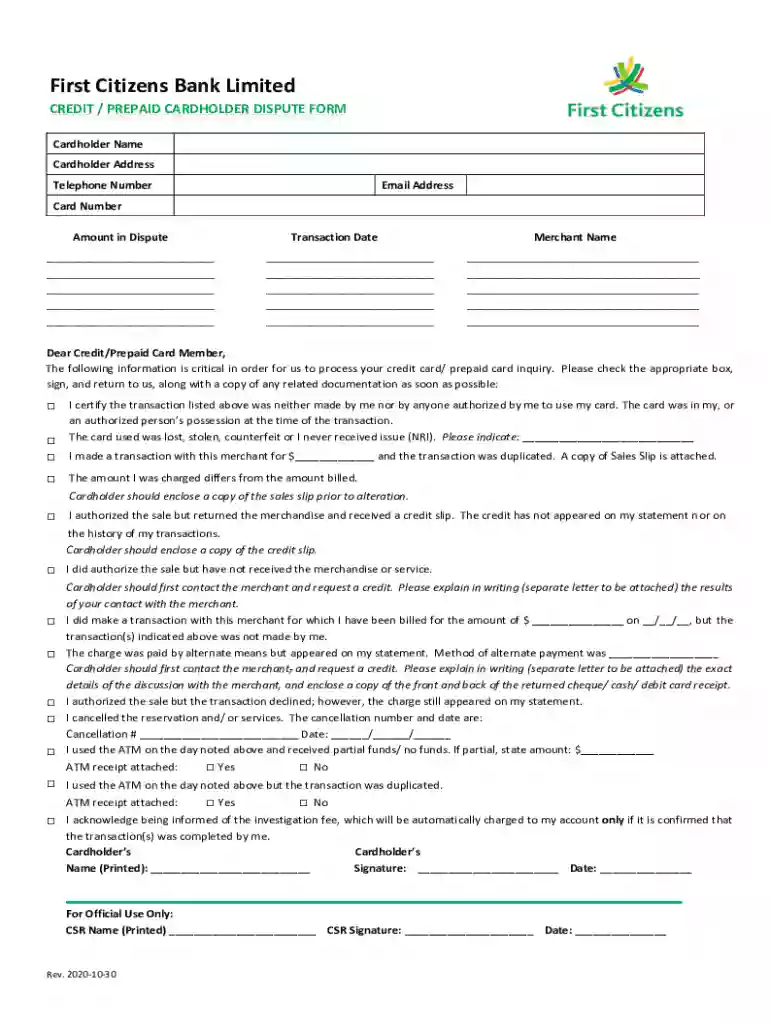 firstcitizensgroup credit-card-formsCredit Card Forms - Trinidad and Tobago Preview on Page 1