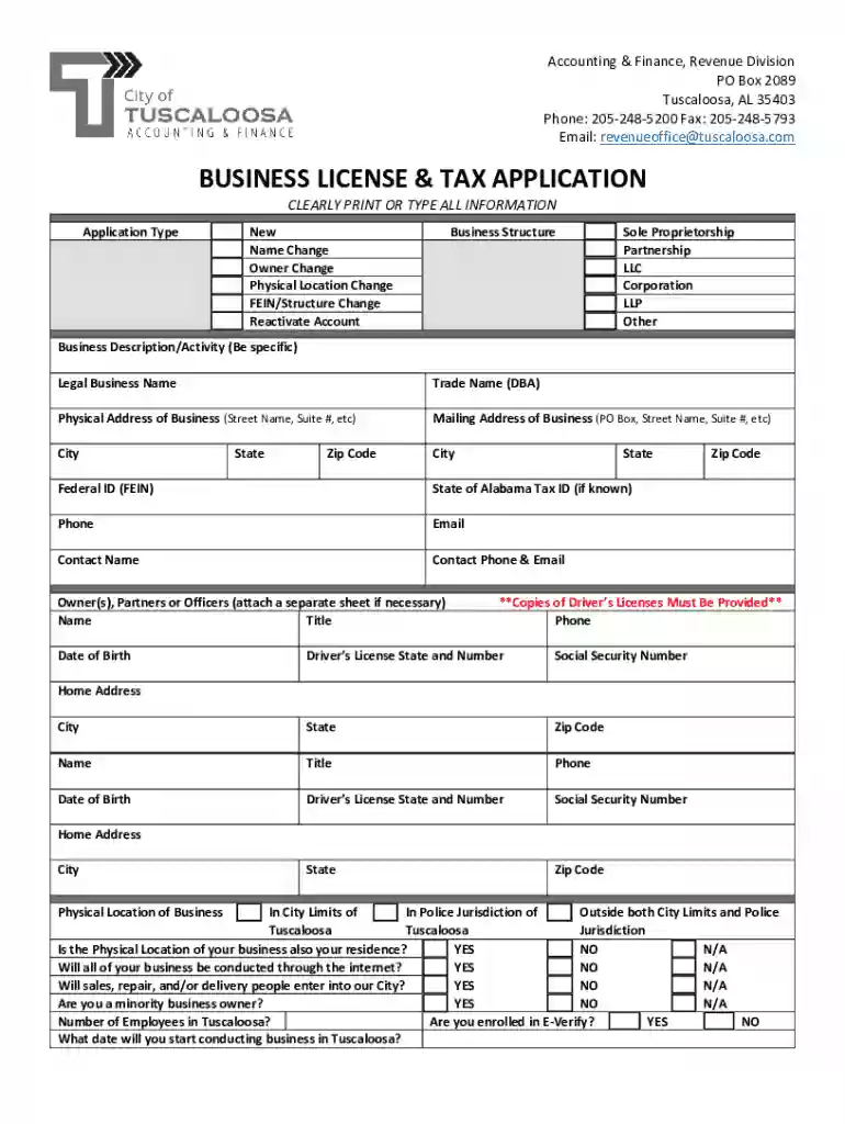 alabama city business license Preview on Page 1