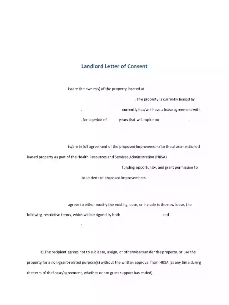 Landlord Letter of Consent. Capital Development Grants Preview on Page 1