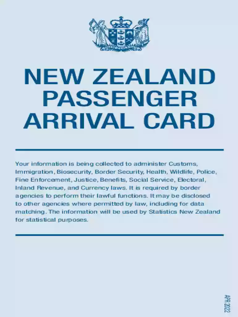 customs t nzglobalassetsdocumentsNew Zealand Passenger Arrival Card - New Zealand Customs Service Preview on Page 1