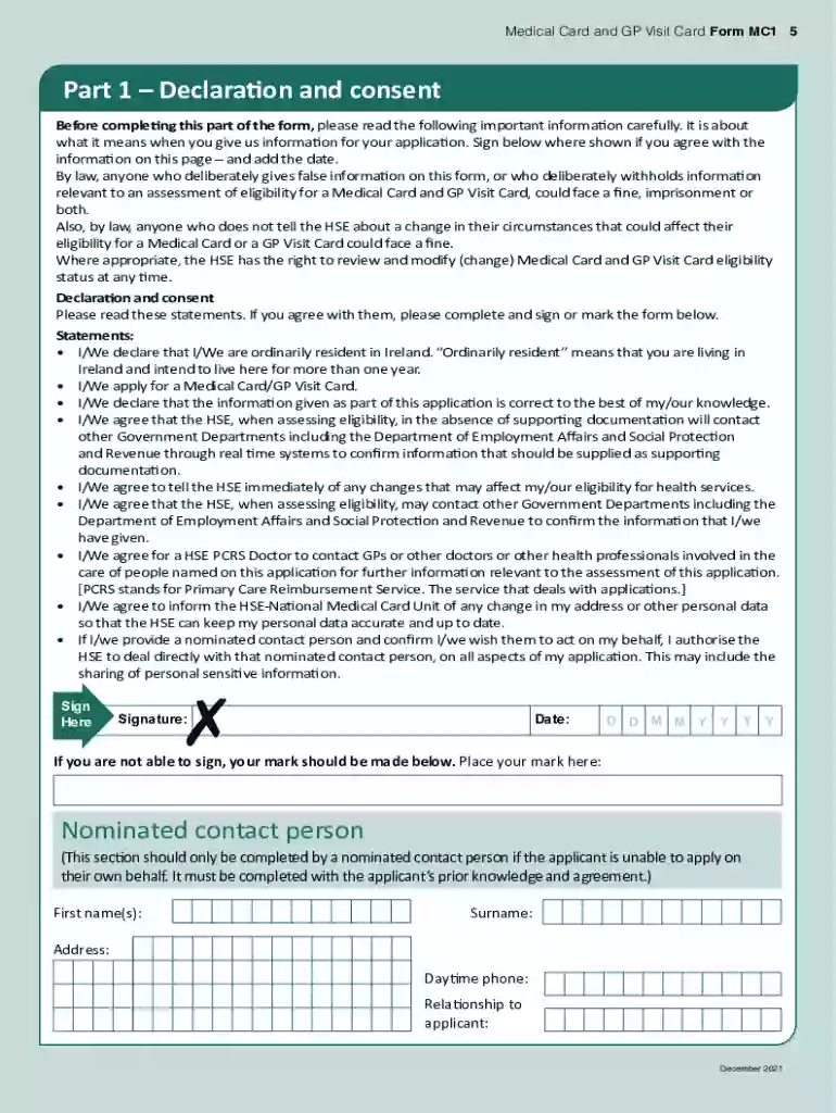 hse medical card application Preview on Page 1