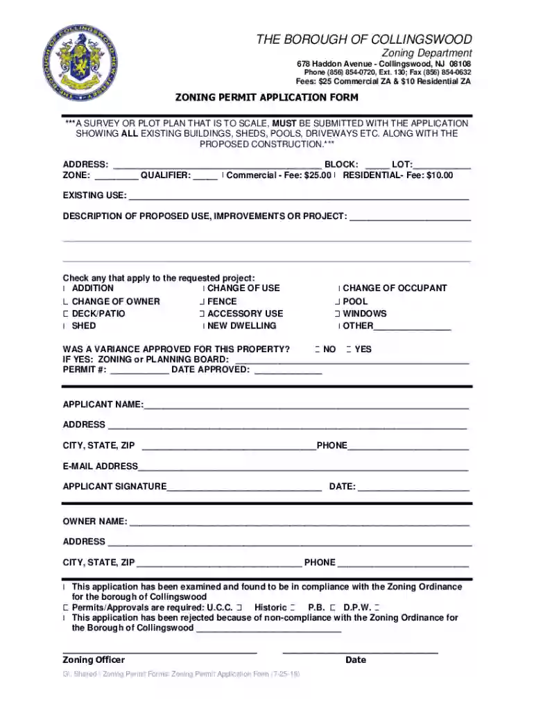 Zoning & Planning Permits - Collingswood, New Jersey Preview on Page 1