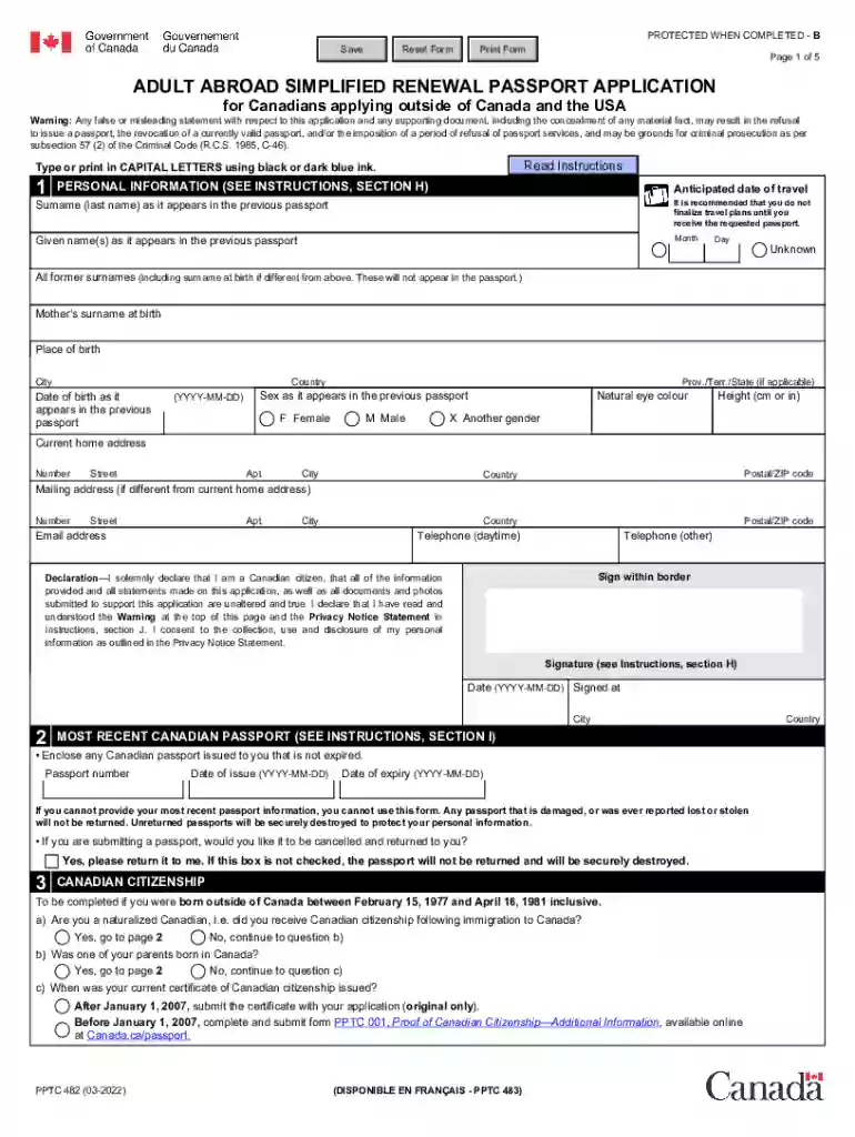 canadian passport renewal form outside canada Preview on Page 1