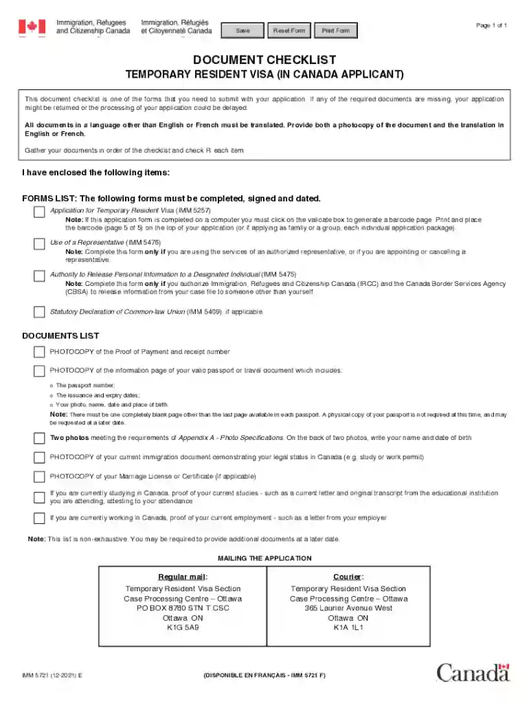canada visitor visa checklist pdf Preview on Page 1