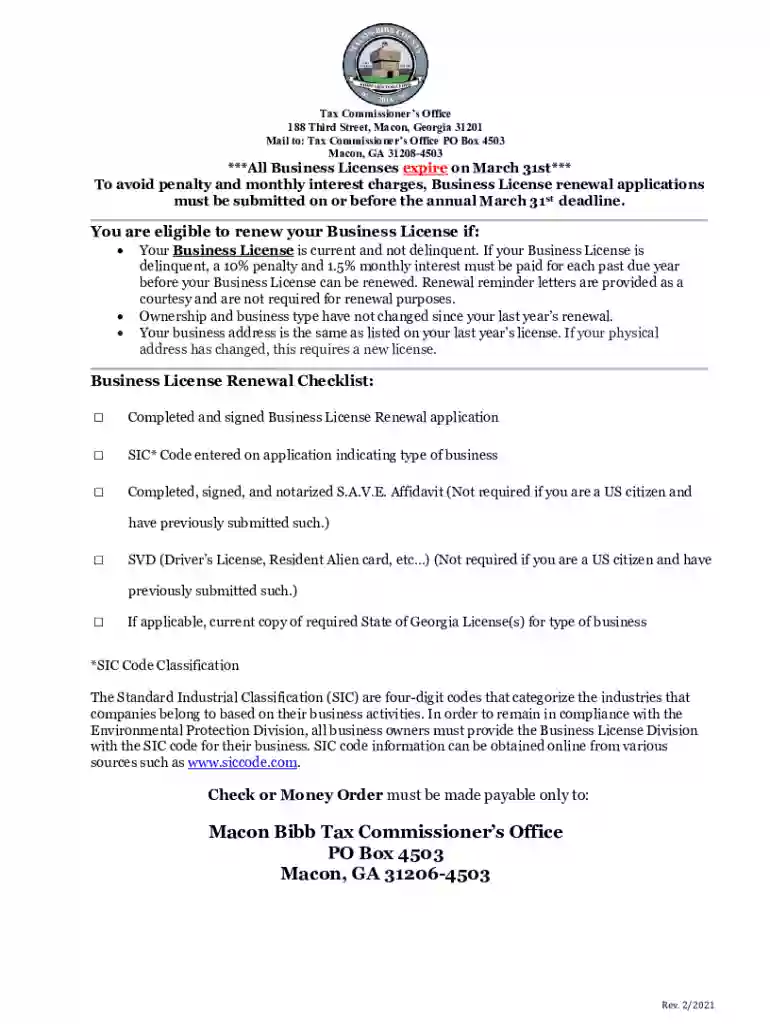 georgia occupational tax certificate Preview on Page 1
