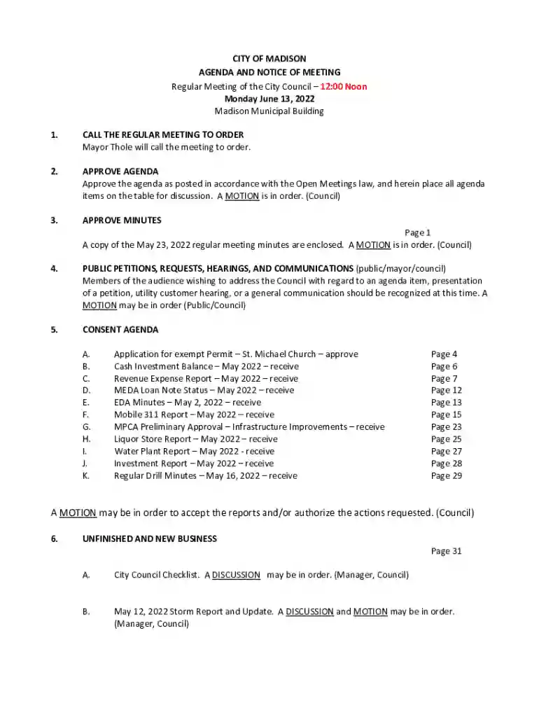 mn city council agenda Preview on Page 1