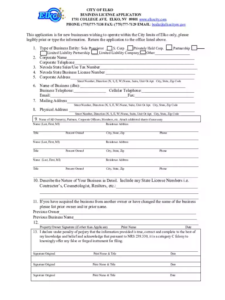 nevada business license application Preview on Page 1