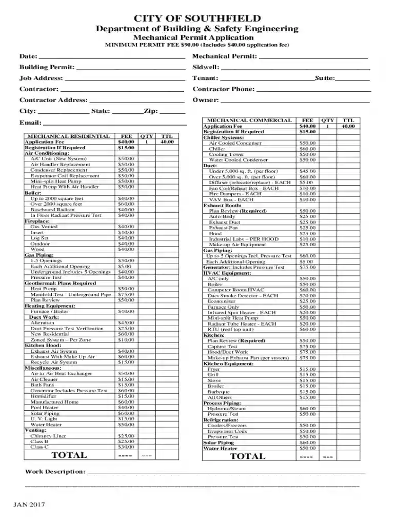 APPLICATION FOR PLUMBINGPERMIT - SOUTHFIELDDate Preview on Page 1
