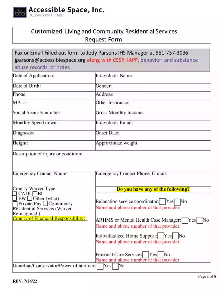 Fax or Email Filled out form to Jody Parsons IHS Manager at 651 ... Preview on Page 1