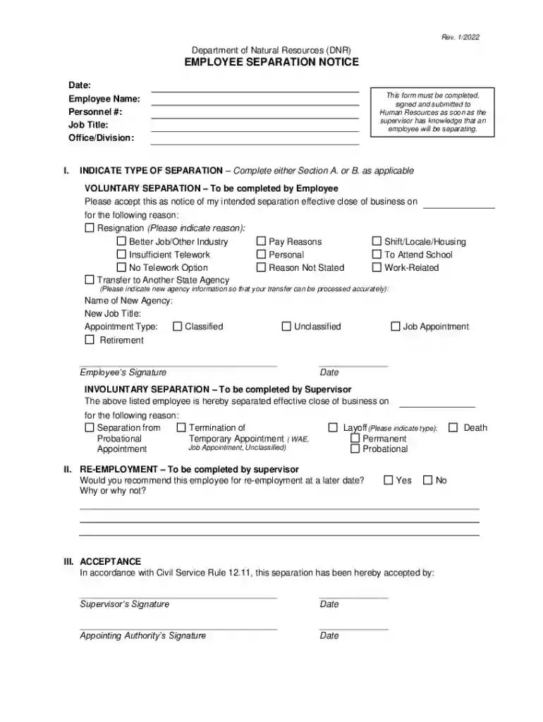 louisiana separation notice Preview on Page 1