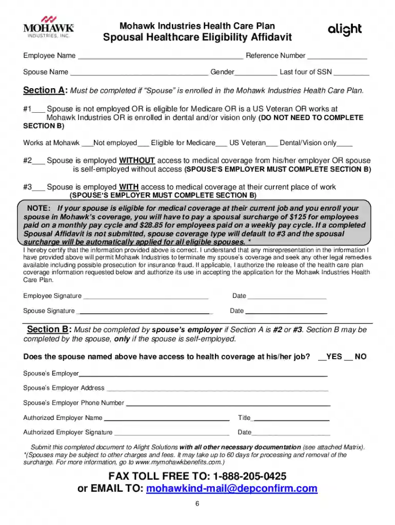 healthcare eligibility affidavit Preview on Page 1