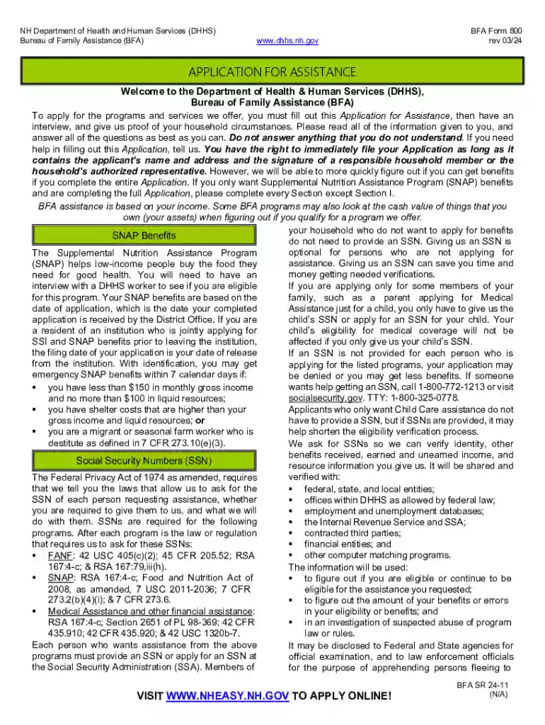 BFA form 800 Preview on Page 1